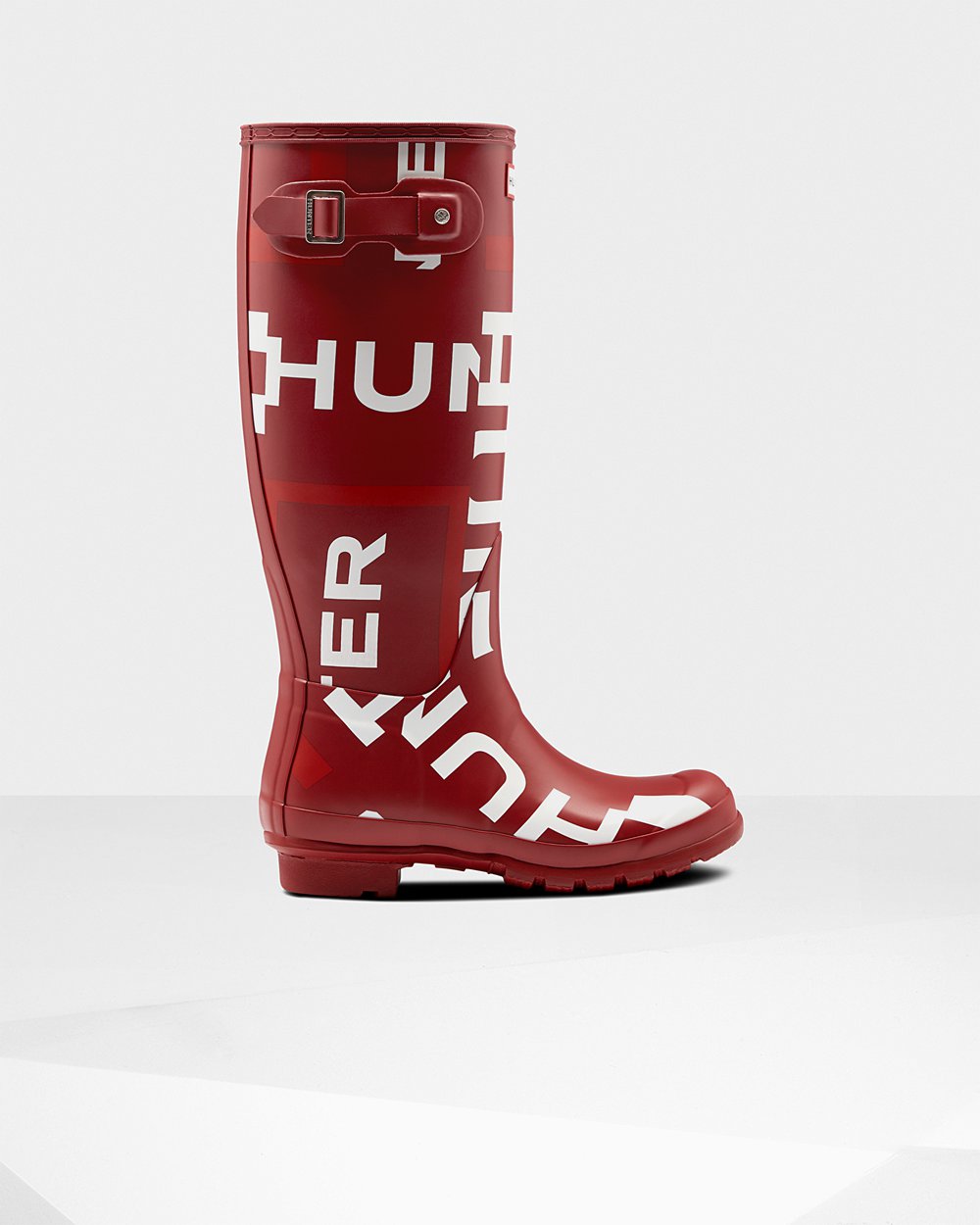 Womens Tall Rain Boots - Hunter Original Exploded Logo (69PWYCZSF) - Grey Red